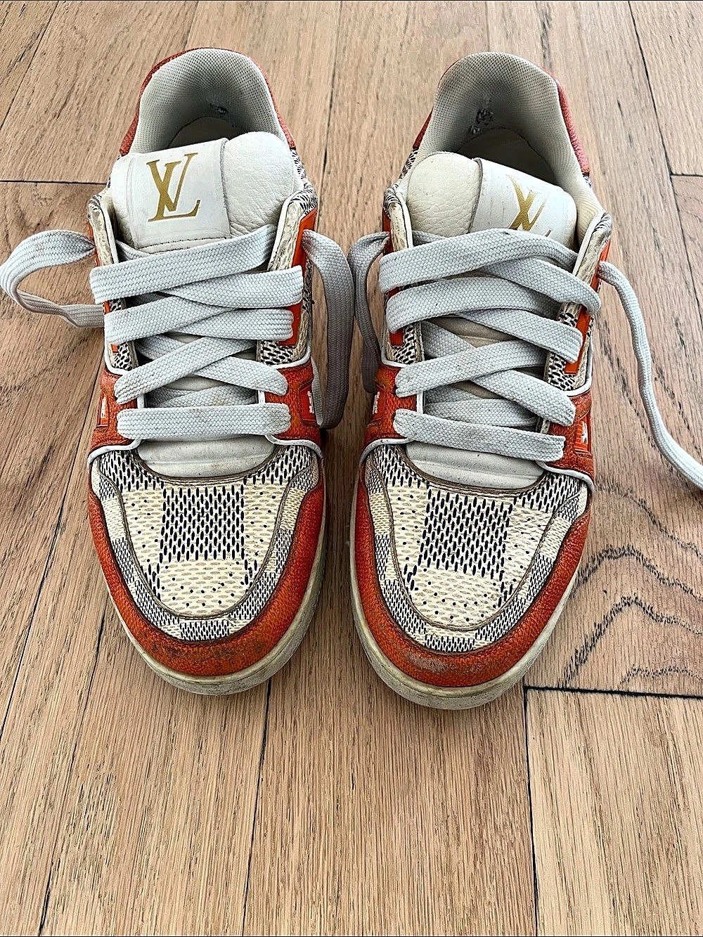 Louis Vuitton LV Trainer Orange & White Sneakers
